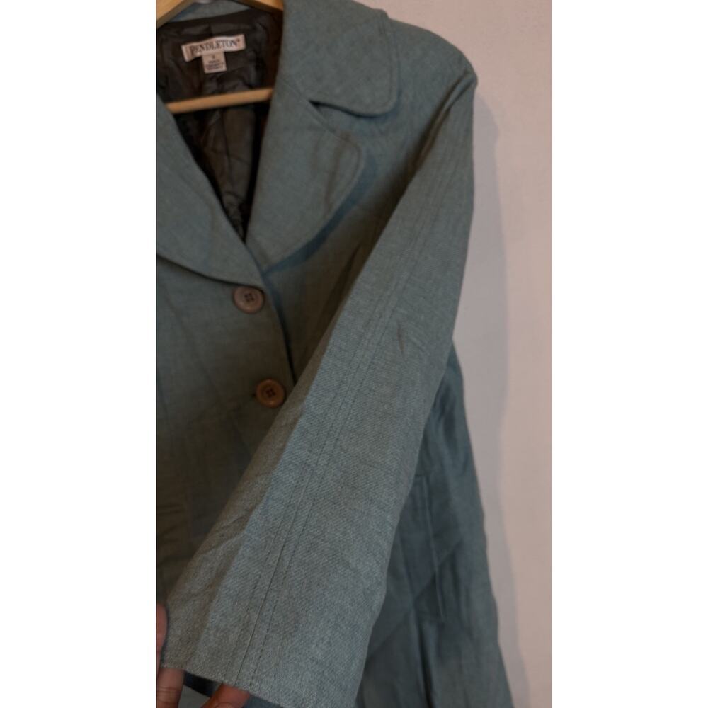 Pendleton Women’s Longline Virgin Wool Light Blue Pea Coat Single Breasted SZ 4 - Picture 4 of 7